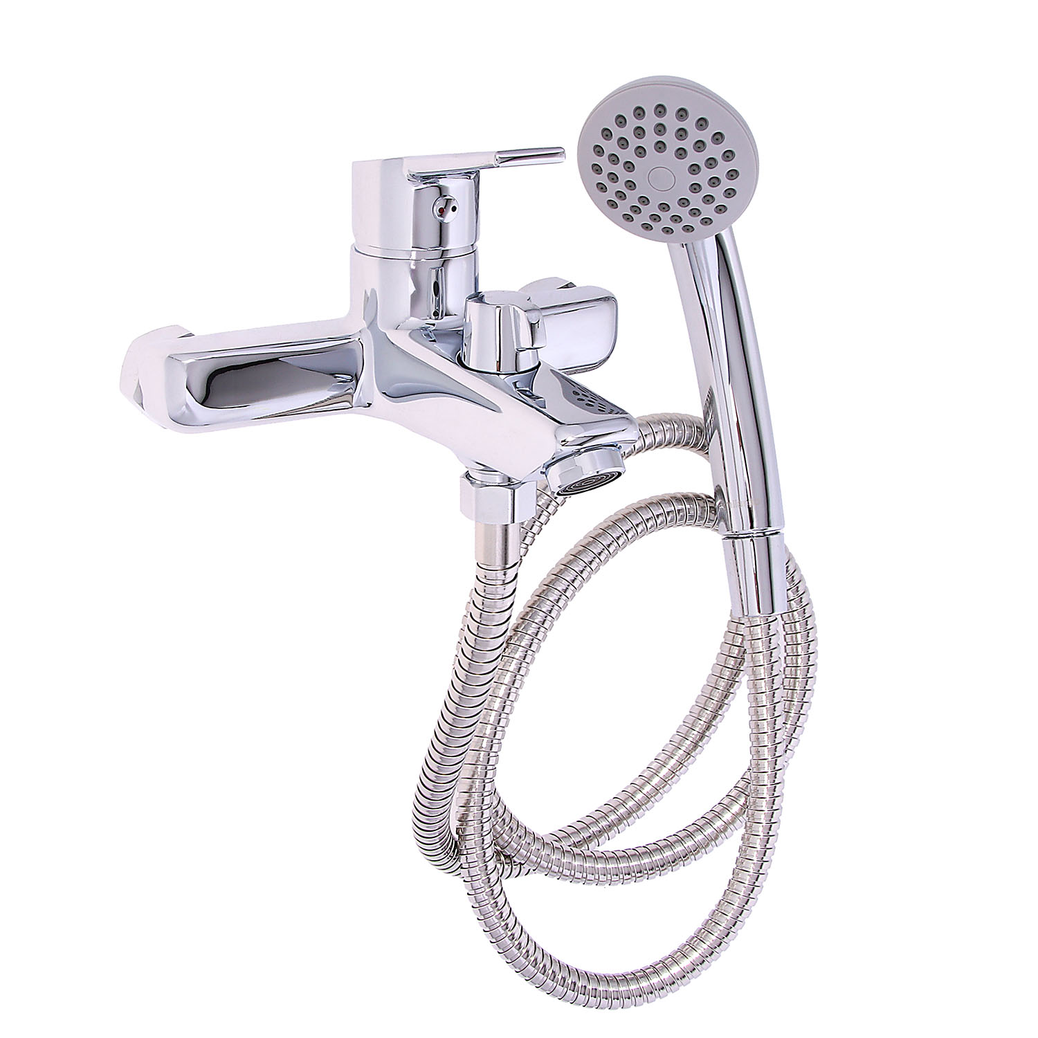 Смеситель для ванны Milardo Stripe, короткий излив, однорычажный, с лейкой