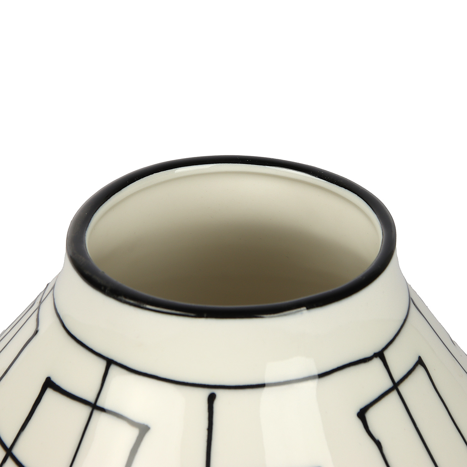 Ваза керамика настольная "Пикассо" (ручная роспись) квадраты, h=17 см, d=7см чёрно-белый   10073214