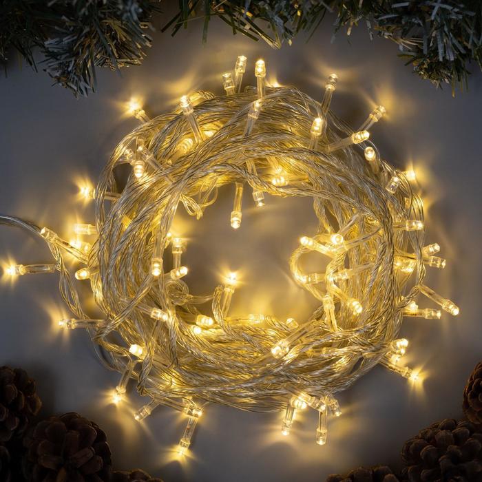 Гирлянда «Нить» Luazon Lighting, 10 м, 8 режимов, теплый белый, 100 LED, IP20, 220 В: купить в Радужном по цене 317 рублей/штука