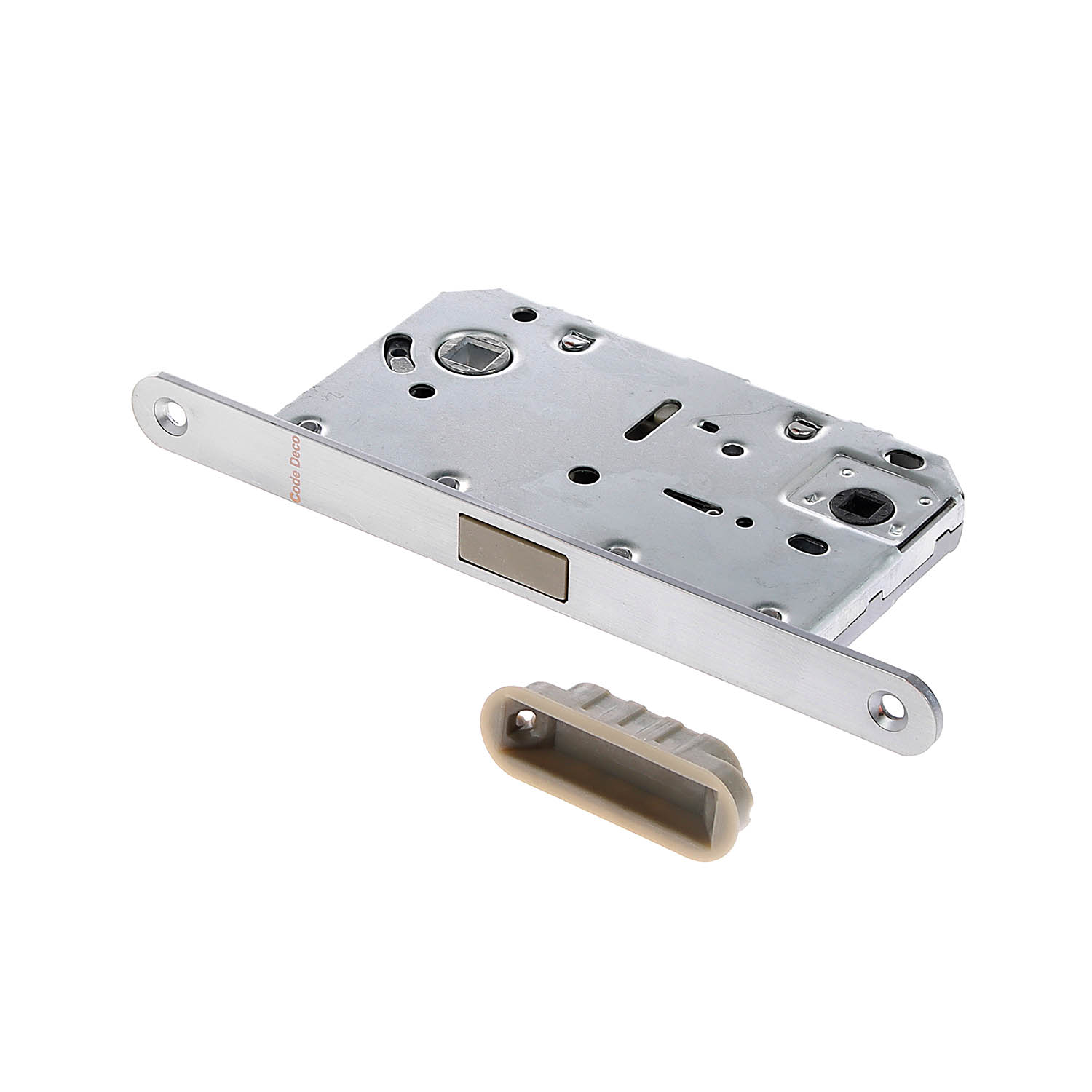 Защелка врезная п/ручку и фиксатор ХРОМ сатинированный БЕСШУМНАЯ 5300-MC-WC-CRS Code Deco *1/40