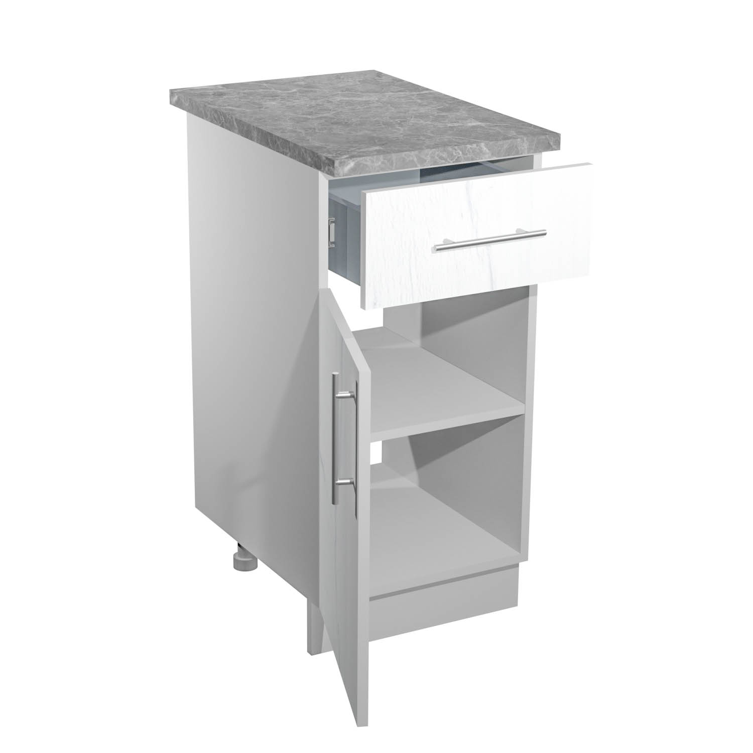 Шкаф напольный 400х850х600 мм BROZEX-WOOD Camellia, с дверцей, с ящиком, серый / юта