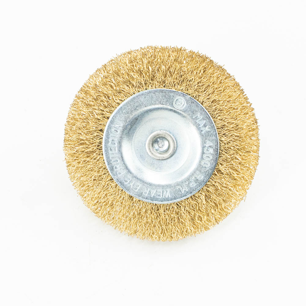 Щетка-крацовка "круглая" латунирован.круч.провол. 0,3мм  75мм для дрели арт.36702075 Bohrer *1/120