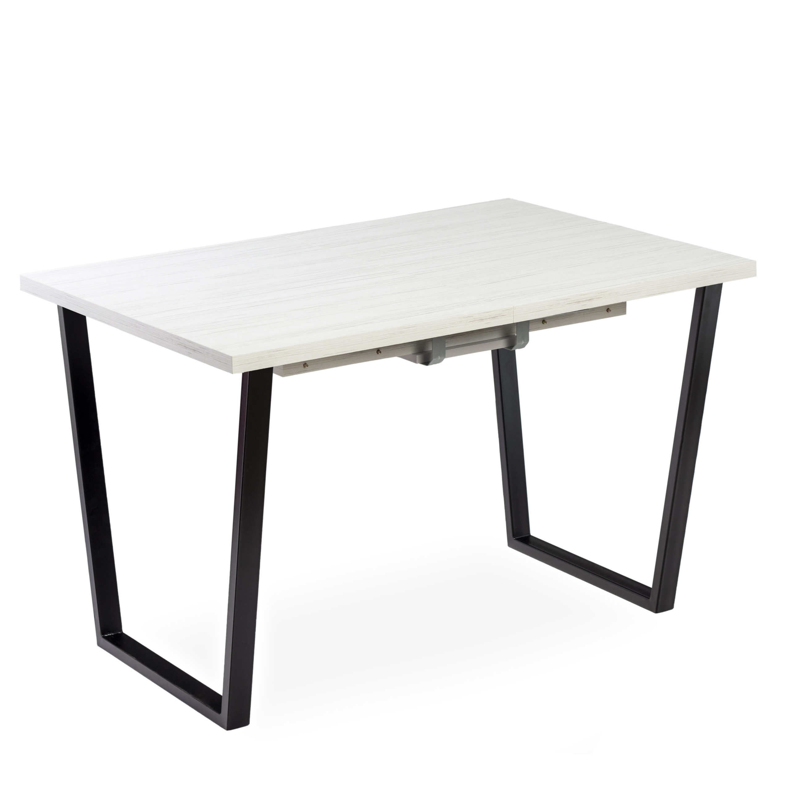 Стол раздв.АТЛАНТ-1 1100(+400)*700*h750мм ЛДСП EGGER Древесина белая+опора метал.Черный матовый *1