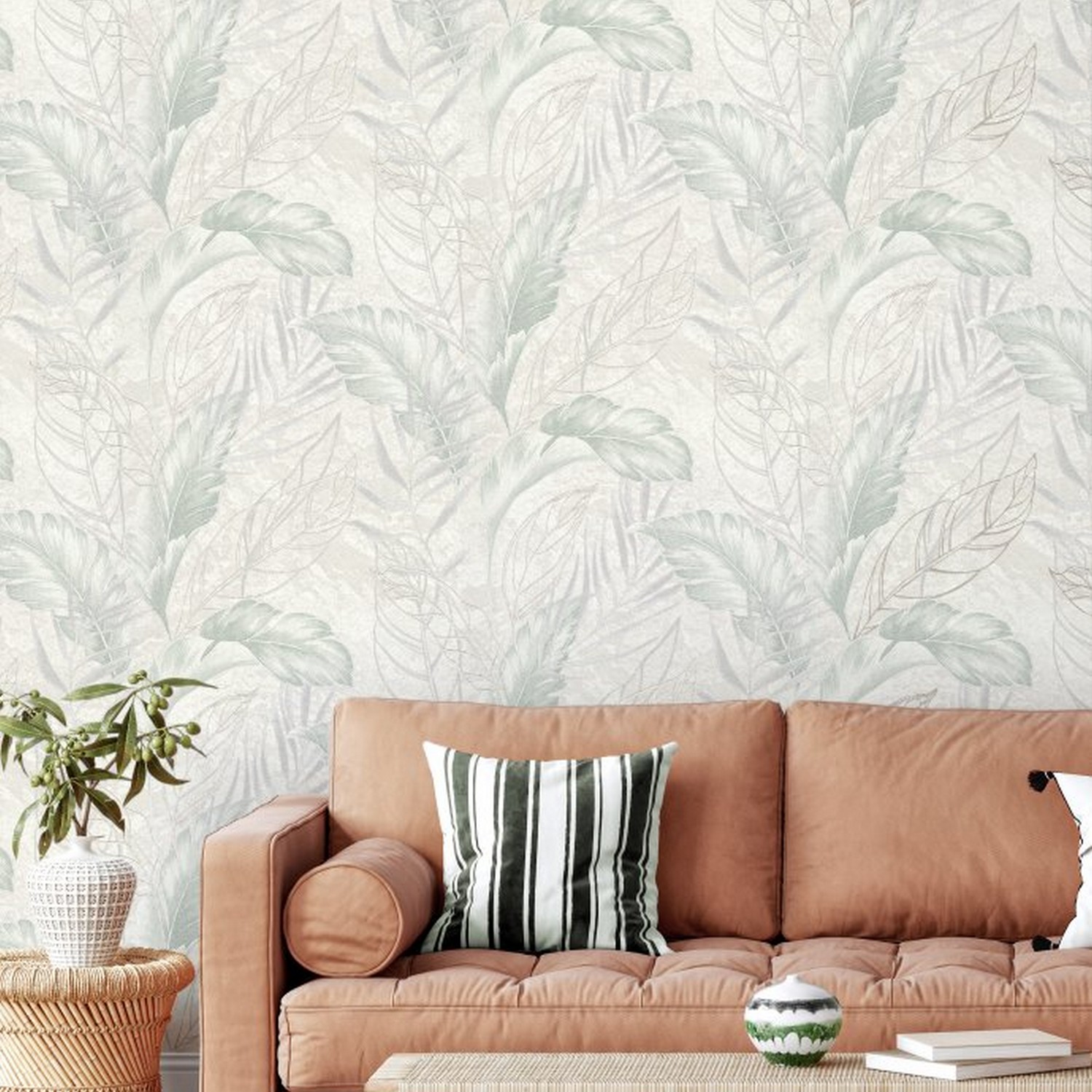 яяяОбои флиз "Home Color" PROTECT-PLUS-VESNA (беж./зел.) HC72437-27  1,06*10м *1/8