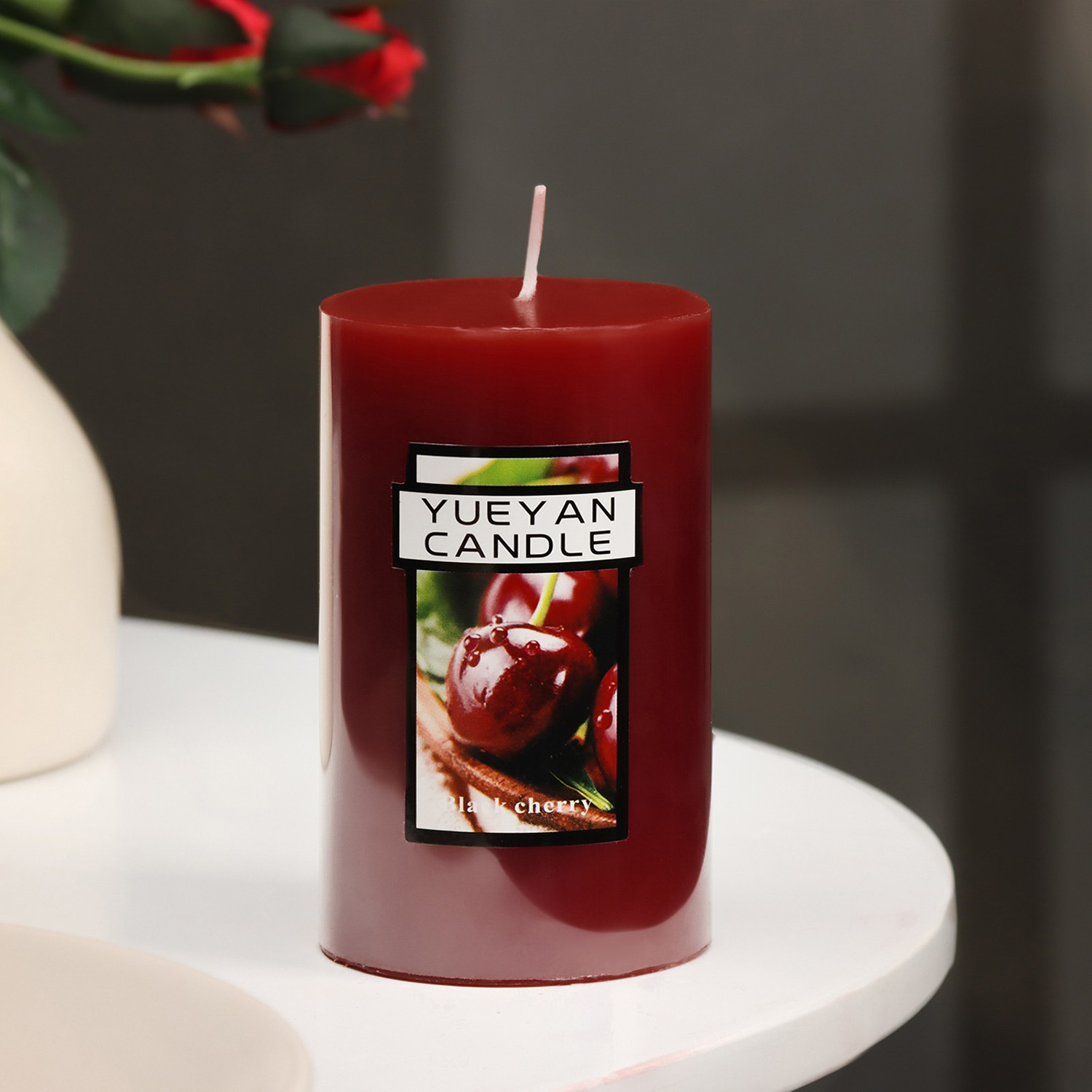 Свеча-цилиндр ароматическая "Вишня", 6х10 см   9667576