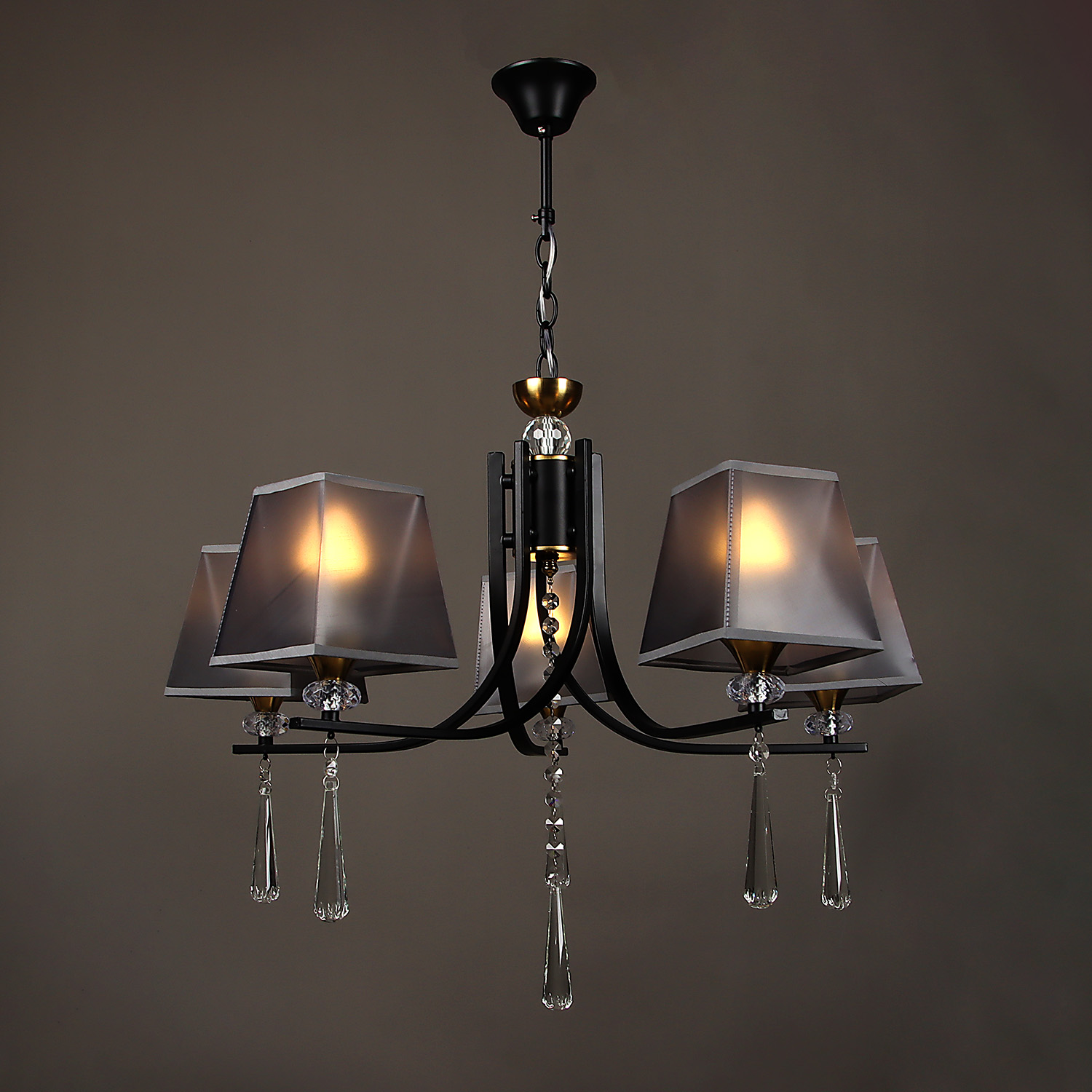 Люстра NH6444/5 BK+COP 5*40W E27 220V (d-630; h-515/770)  VERNER LIGHTING *1