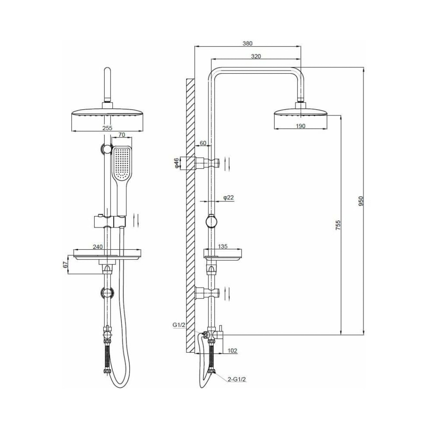 Душевая система ESKO ST1250