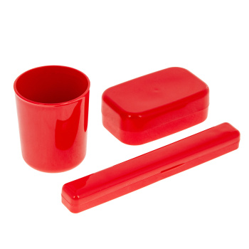 Набор дорожный пластм.: мыльница+футляр д/зубн.щетки+стакан арт.195 ("Полимербыт") *1/30