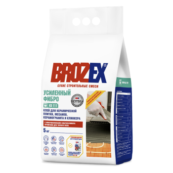 Клей для плитки 5 кг BROZEX Усиленный Фибро KS 111, С1 Т S1 Клей для плитки 5 кг BROZEX Усиленный Фибро KS 111, С1 Т S1