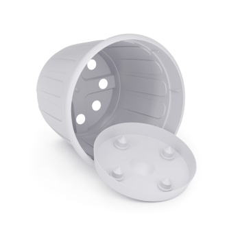 Кашпо пластм. "Дионис" 3,6л d верха 201мм h169мм с поддоном, прикорн.полив Серый М8525*1/24