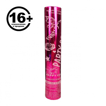 Пневмохлопушка 30 см "Голограмма" конфетти (фуксия)