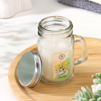 Свеча ароматическая в банке "Лилия", 7,2 х 8,5 см, 190 г  9485664