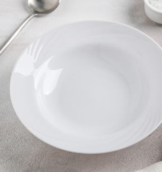 Тарелка фарфор. глубокая 220мм Тренд Белая без рисунка 250мл 8С1513 (Добруш) *6