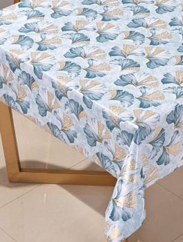 Клеёнка на тканевой основе "Prima Diva" "Веера" голуб. с золотом шир.1,37м NL-6046AB *20