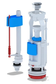 Арматура бачка АНИ Пласт Эконом, нижний подвод, двойная кнопка хром