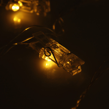 Гирлянда «Нить» Luazon Lighting, 5 м, 8 режимов, теплый белый, прищепки, 30 LED, IP20, 220 В