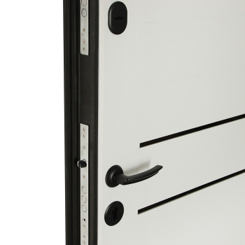 Дверь входная Двери Гуд М-3 GOODMAN, 860х2050х80 мм, со стеклом, левая, черный шелк/белый