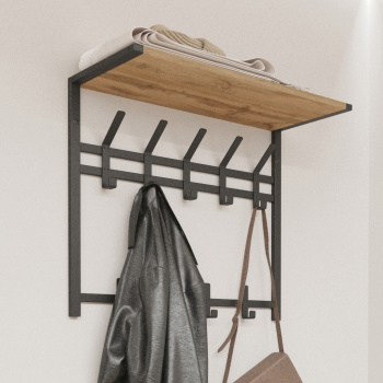 Вешалка настенная с полкой 2-х ярусная 670х270х545мм "Торонто 22Д" Черная ВСПТ22Д Ч ("ЗМИ") *1 Вешалка настенная с полкой 2-х ярусная 670х270х545мм "Торонто 22Д" Черная ВСПТ22Д Ч ("ЗМИ") *1