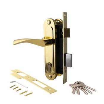 яяяЗамок врезной 70мм золото, Ал.ручки,плоский ригель 1223/60-G Апекс *1/20