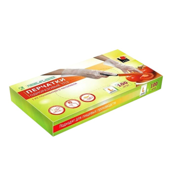 Перчатки полимерные ТПЭ (термопл.эластомер) одноразовые L (большой) 100шт TPE001L "А.Д.М." *1/10