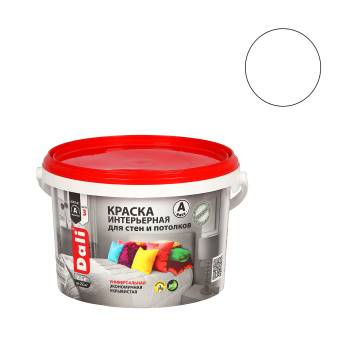 Краска акриловая 2.5 л для стен и потолков DALI, белая база А, глубокоматовая