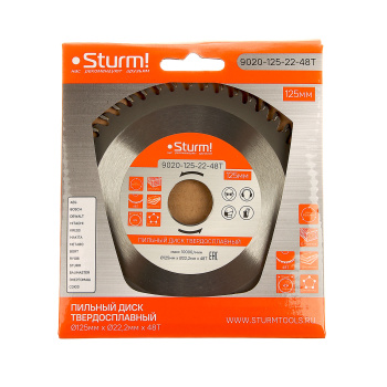 Диск пильный 125*22,2мм 48 зубьев по дереву (9020-125-22-48Т) Sturm *1/25/100 Диск пильный 125*22,2мм 48 зубьев по дереву (9020-125-22-48Т) Sturm *1/25/100