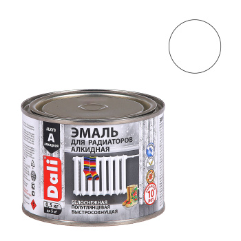 Эмаль алкидная DALI, для радиаторов, 0.5 кг, белоснежная, полуглянцевая