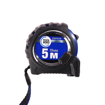 Рулетка 5м х19мм резино-пластик. корпус стальная лента фиксатор магнит арт.2501619 T4P *1/12/120