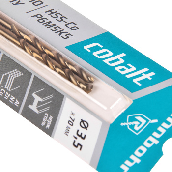 Сверло по металлу 3,50*70/39мм HSS-Co P6M5К5 (2шт) блистер арт.668035 COBALT RENNBOHR *10/40/640