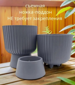 Кашпо пластм. "Бекер" 8,6л d верха 250мм h 295мм с поддоном Антрацит 5 0787 PL *1/3