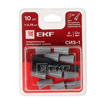 Зажим изолирующий СИЗ-1 1-2,75мм2 серый блистер 10шт EKF plc-cc-3-b  *1