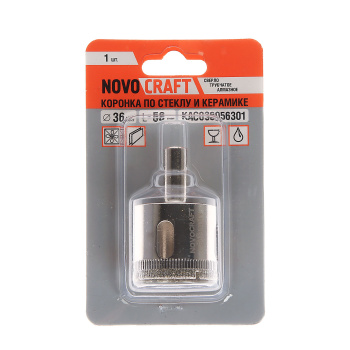 Коронка по стеклу/керамика 36мм алмазная (KAC036056301) Novocraft *1/30