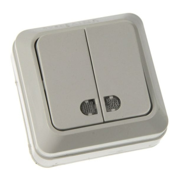 Выключатель "Олимп" ОП 2кл. белый с индикатором О0123 *10/200