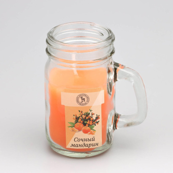 Свеча ароматическая в банке "Сочный мандарин", 7,2 х 8,5 см, 190 г  9485658