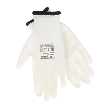 Перчатки рабочие полиэстер, с полиуритановым обливом, Белые, р-р 9(L) PSV036P "Fiberon" *1/12/120
