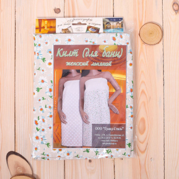 Килт жен. комбинированный, 75*145, полулён, Хл50%, лён50%, 160 г/м (Ромашка)