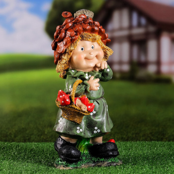 Садовая фигура "Гномик с корзинкой грибов"  17х35см 4855589