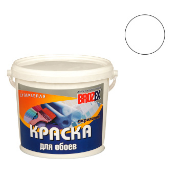 Краска акриловая BROZEX, для обоев, 6 кг, белоснежная