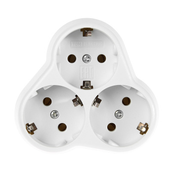 Разветвитель  3роз.  с заземлением круглый 16А 250В "TDM" SQ1806-0028  *1/10/100