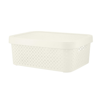 Корзина для хранения пластм. "Stockholm" 360х275х139мм с Крышкой Молочный туман PT500501048 *1/7