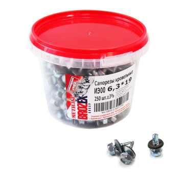 Саморезы кровельные 6.3х19 мм BROZEX, оцинкованная сталь, 250 шт.