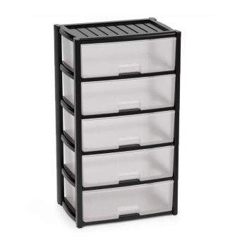 Комод пластм. "Колорит" 5 ящиков 1000х560х390мм Черный/Прозрачн. М8764 (ЗПИ "Альтернатива") *1