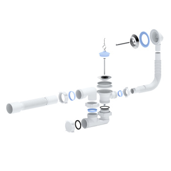 Обвязка в ванну с пластиковым выпуском и переливом, с гибкой трубой 40x50 АНИ C6155 *130