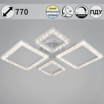 Люстра 88120-0.3-2+2C WH LED 3000-6500К 88W ПДУ ПДУ+диммер S=16м2  *1