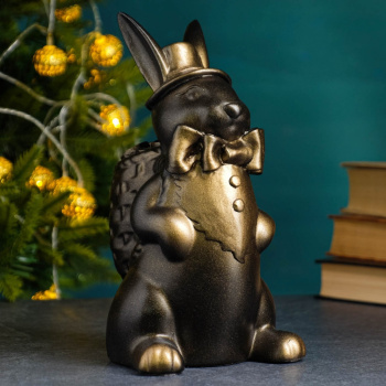 Копилка "Зайчик с корзиной денег" бронза, 24см 9074473