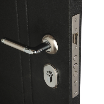 яяяДверь металлическая 6 см М1 черный шёлк, ПВХ белый 860х2050 ЛЕВАЯ Двери Гуд *1