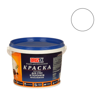 Краска акриловая 3 кг, для стен и потолков BROZEX, белоснежная