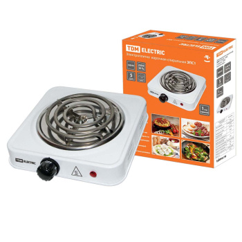 Электроплитка 1конфорка 1000Вт спираль, белая ЭПС1 230В TDM SQ2504-0001  *1/12