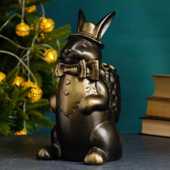Копилка "Зайчик с корзиной денег" бронза, 24см 9074473