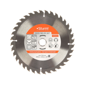 Диск пильный 190*20,0мм 36 зубьев по дереву (9020-190-20-36T) Sturm *1/40 Диск пильный 190*20,0мм 36 зубьев по дереву (9020-190-20-36T) Sturm *1/40